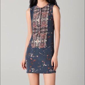 A.L.C. Blue and Taupe Patterned Dress